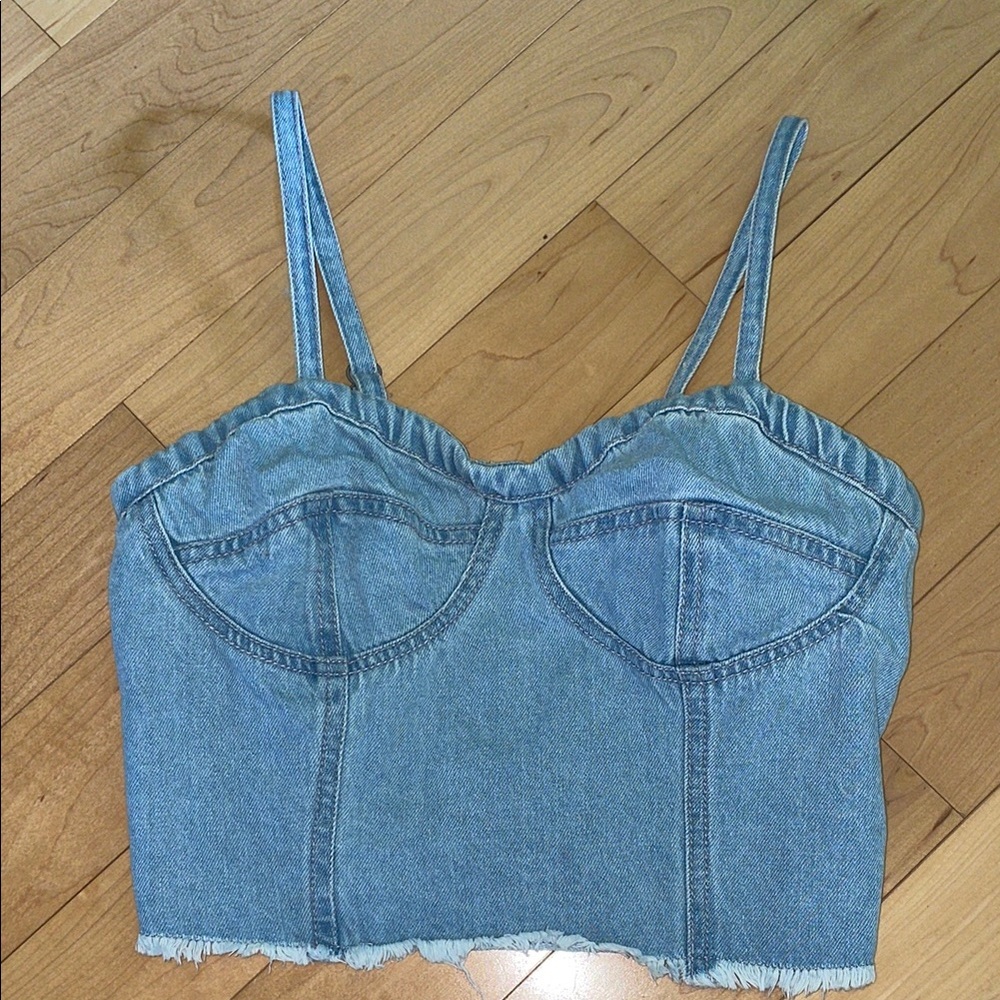Japna Jean Denim Blue Top size medium cropped